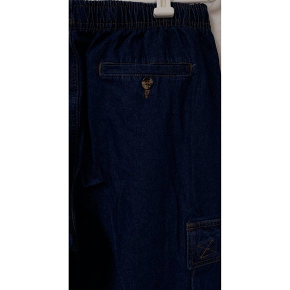 Haband Casual Joe Medium Elastic Waist Pullon Zipper Dark Wash Cargo Jeans 30x31 - Picture 7 of 9
